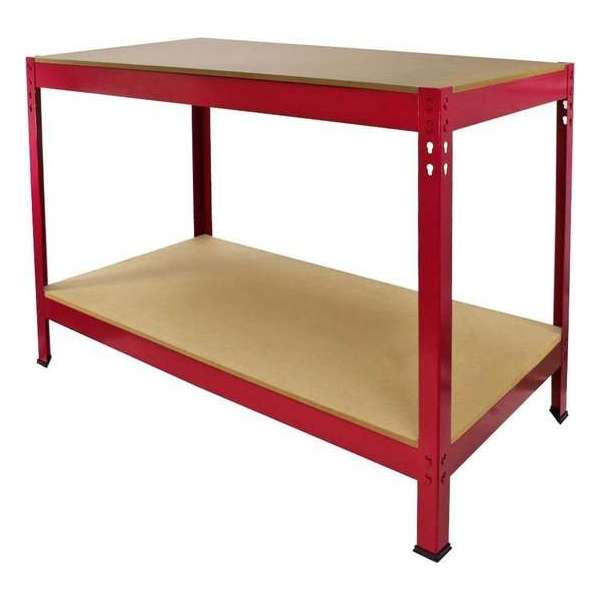 Q-Rax Werkbank - Rood - 120x60x90 cm - Draagkracht: 200 kg per plank - workmate werktafel