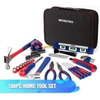 Workpro Gereedschapstas | 100-Delige Gereedschap Set | Gereedschapskoffer | Hobby set | Cadeautip