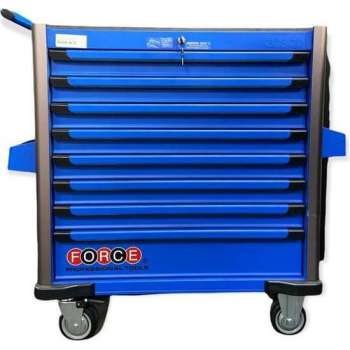 Force Tools Jumbo - Foam - 540 Delig - Gevulde Gereedschapswagen - Blauw - Op Wieltjes - Gratis Verzending