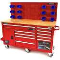 HBM 158 cm 10 Laden Werkbank met Deur en Achterwand “ ROOD