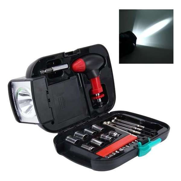 24 STUKS Draagbare zaklamp Tool Box Set - Portable Auto, Home, Emergency Tool Kit met zaklamp