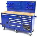 HBM 158 cm 10 laden werkbank met deur en achterwand BLAUW