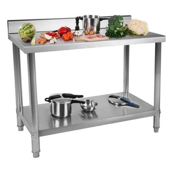 Royal Catering Werktafel – rvs werktafel - 150 x 60 cm - opstaande rand - 159 kg capaciteit