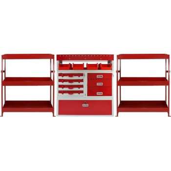 Bedrijfswagen interieur - Bestelbus Opslag Stelling Kast Bedrijfswageninrichting - Metaal - Rood