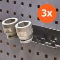 Datona® Doppenhouder voor gereedschapswand - 3 stuks - Zwart