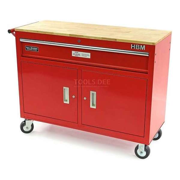 HBM 117 cm Professionele Verrijdbare Gereedschapswagen / Werkbank - ROOD