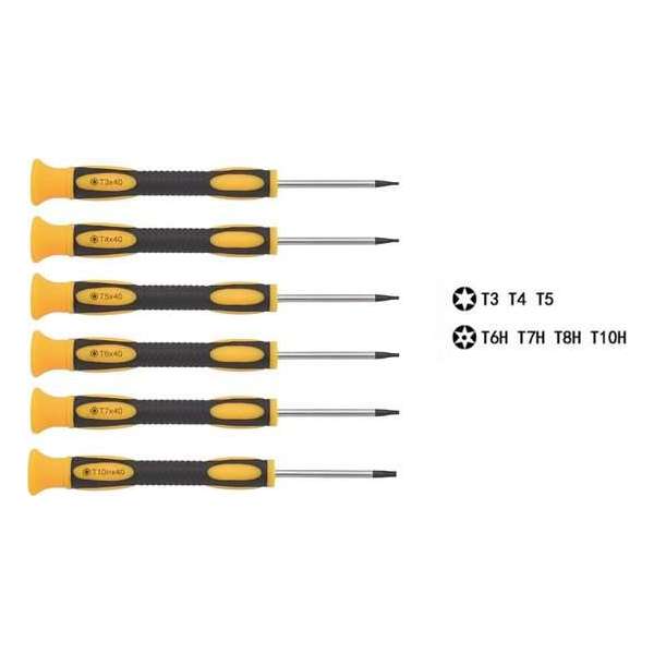 6 Delige Torx Schroevendraaierset - Torx - Set - Bits - T3 - T4 - T5 - T6 - T7 - T10