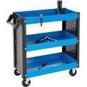 Werkplaatswagen 83x38x85 cm, zwart/blauw, met 3 metalen legborden