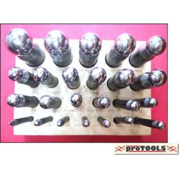 Set van 36 bolponsen met houder | Doming punches set 36 pcs - proTOOLS item 2267