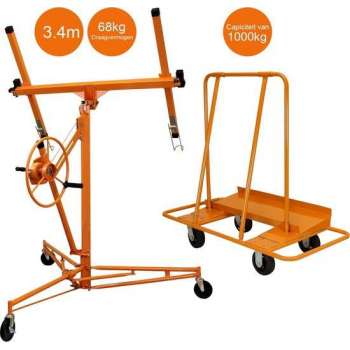 Drywall Lifter Hoist 11ft & Plaster Board Trolley