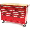 HBM 117 cm Verrijdbare Gereedschapswagen Werkbank met Houten Blad Rood