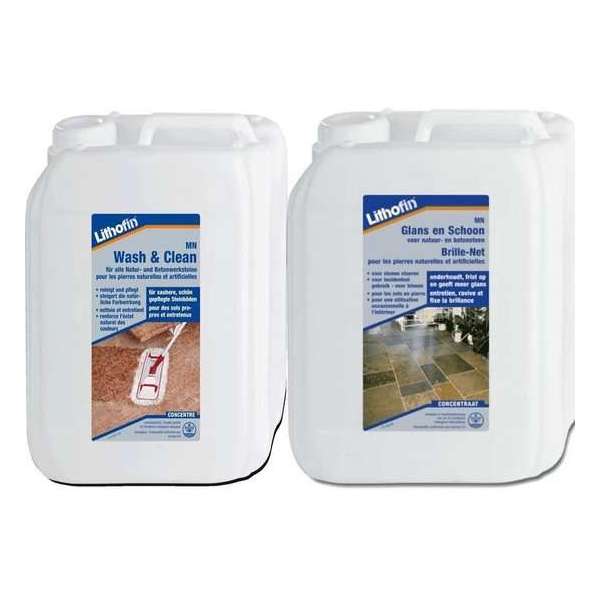 Lithofin MN Voordeelpakket - Wash en Clean & Glans en Schoon - NATUURSTEEN - 2 x 5L