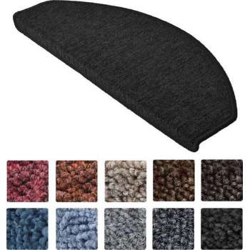 Beautissu Trapmatten ProStair XXL - 15 stuks - 65x28 cm - trapmat zelfklevend afgerond - antraciet