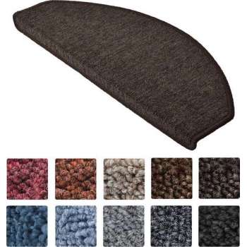 Beautissu Trapmatten ProStair XXL - 15 stuks - 65x28 cm - trapmat zelfklevend afgerond - donker bruin