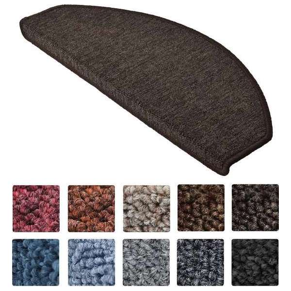 Beautissu Trapmatten ProStair XXL - 15 stuks - 65x28 cm - trapmat zelfklevend afgerond - donker bruin