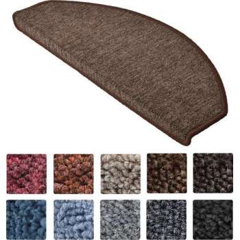 Beautissu Trapmatten ProStair XXL - 15 stuks - 65x28 cm - trapmat zelfklevend afgerond - bruin