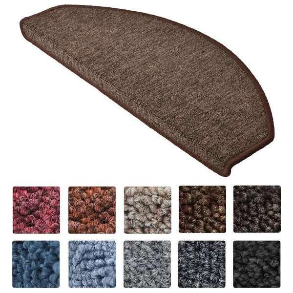 Beautissu Trapmatten ProStair XXL - 15 stuks - 65x28 cm - trapmat zelfklevend afgerond - bruin