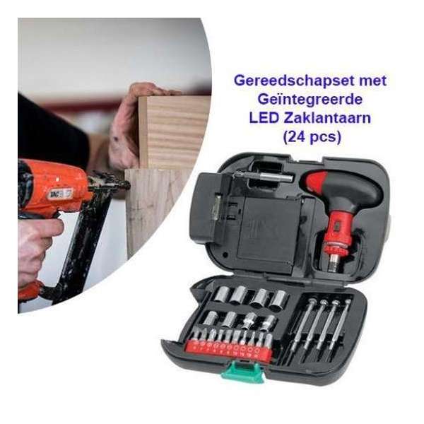 Gereedschapset met Geïntegreerde LED Zaklantaarn (24 pcs)