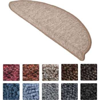 Beautissu Trapmatten ProStair - 15 stuks - 56x20cm - trapmat zelfklevend afgerond - sand