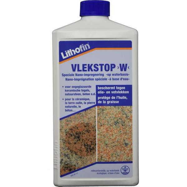 Vlekstop W - Speciale wateroplosbare impregnering UNIVERSEEL (binnen en buiten) - Lithofin - 1 L