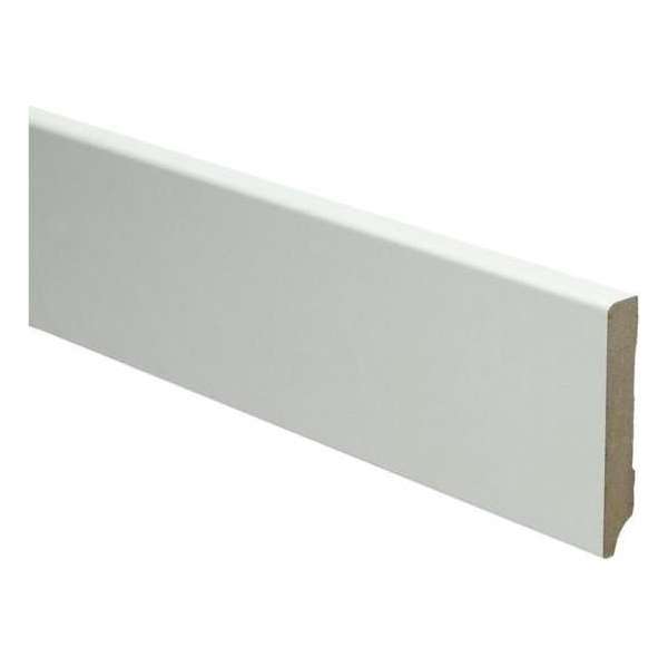 Hoge plinten - MDF - Moderne plint 70x12 mm - Wit - Voorgelakt - RAL 9010 - Per stuk 2,4m