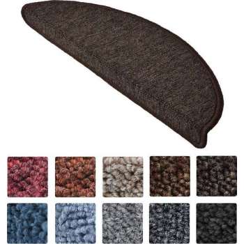 Beautissu Trapmatten ProStair - 15 stuks - 56x20cm - trapmat zelfklevend afgerond - donker bruin