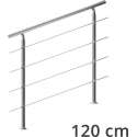 Monzana trapleuning edelstaal – 120 cm met 4 horizontale spijlen – balustrade