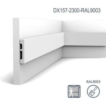 Orac Decor DX157-2300 Vloerplint| Afgelakt RAL9003 | L 230 x H 6,6 x B 1,3 cm