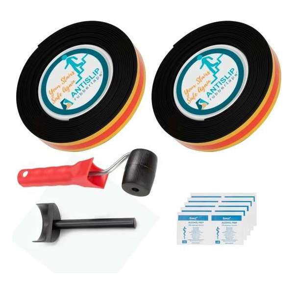 ANTISLIPRUBBERTAPE Antislip trap tape Ronde hoekjes - Doehetzelf set - Zwart