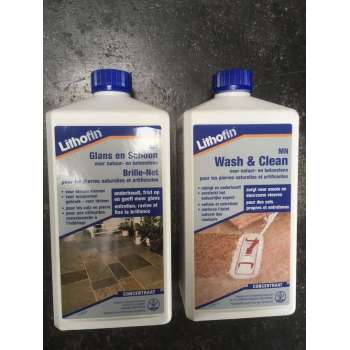 Lithofin MN Voordeelpakket - Wash en Clean & Glans en Schoon - NATUURSTEEN - 2 x 1L