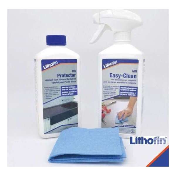 Lithofin Care Kit voor Blauwe Hardsteen - Onderhoudsset voor Hardsteen - Beschermen en Schoonmaken