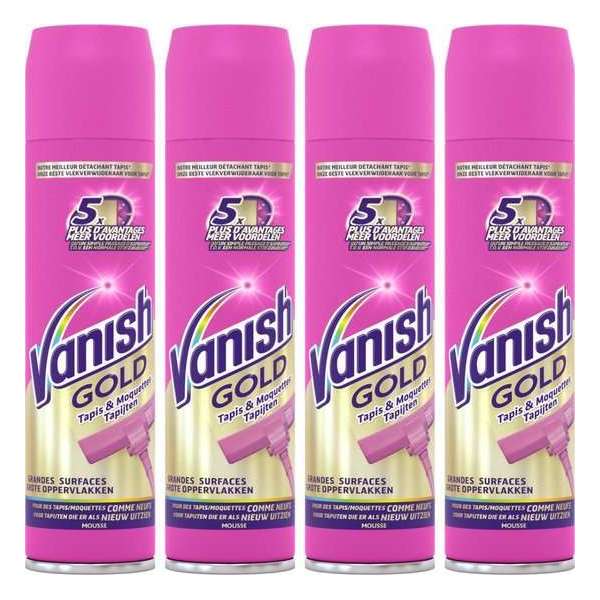 Vanish - Gold - Tapijtreiniger Mousse - Powerspray Foam - 4 x 650 ML - Vlekverwijderaar - Voordeelverpakking