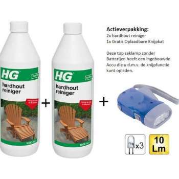 HG hardhout reiniger - 2 stuks - Gratis Knijpkat - Gratis Zaklamp