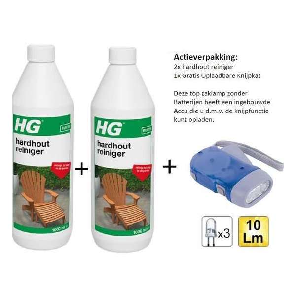 HG hardhout reiniger - 2 stuks - Gratis Knijpkat - Gratis Zaklamp