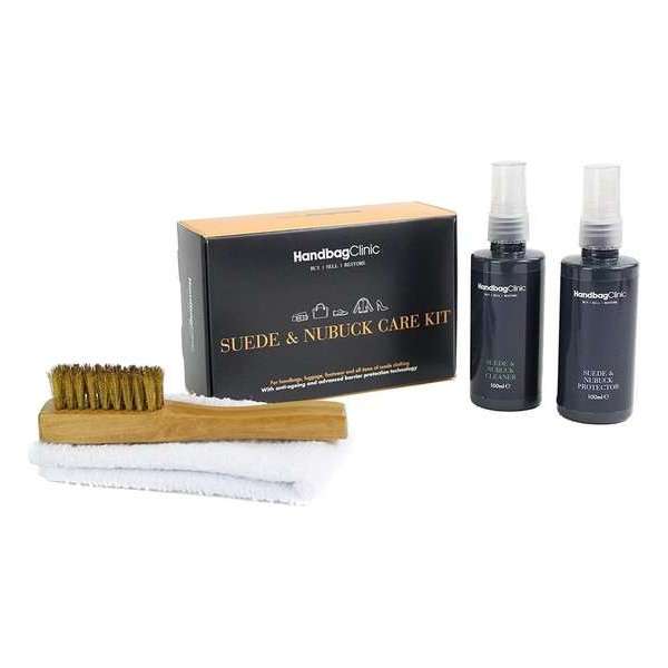 Suède & Nubuck Handtas - Schoen Onderhoud set - Reiniger & Beschermer -  2 x100 ml + Reinigingsborstel