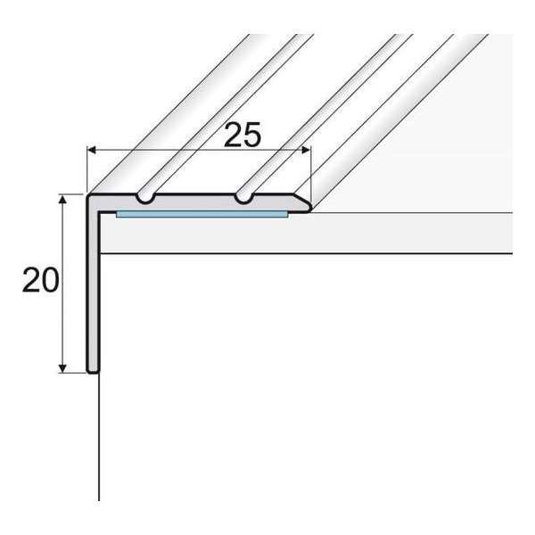 A36 Aluminium hoekprofiel zelfklevend  100 cm X 25 x 20 mm