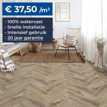 Vinyluxe Herringbone Newcastle – PVC/SPC vloer – 1.63m² - 4.5mm – Visgraat Vloer – Klik SPC