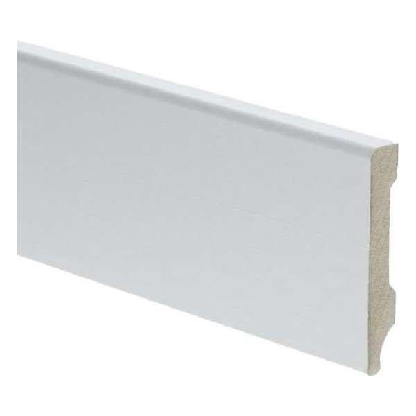 Hoge plinten - MDF - Moderne plint 55x9 mm - Wit - Voorgelakt - RAL 9016 - Per stuk 2,4m