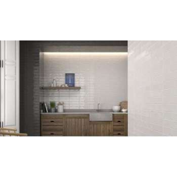 1m² - Wandtegels Keuken / Badkamer Allegro White Glans - 7,5x28 cm