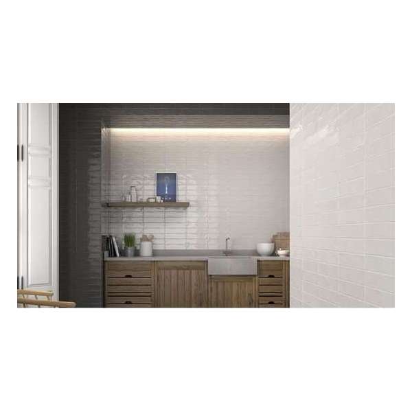 1m² - Wandtegels Keuken / Badkamer Allegro White Glans - 7,5x28 cm