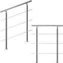 Monzana trapleuning edelstaal – 100 cm met 3 horizontale spijlen - Balustrade