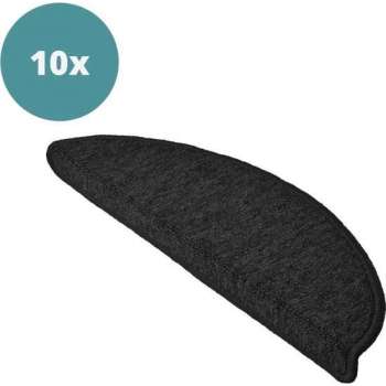 Luxe Trapmatten XXL - 10 stuks - 54x16 cm – Afgerond - Antraciet - Trapmat Zelfklevend – Geluiddempend