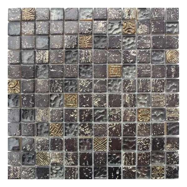 Alfa Mosaico Mozaiek Bonito grijs mix travertine/glas 2,3x2,3x0,8 cm -  Mix, Grijs Prijs per 1 matje.