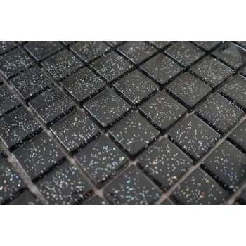 Mozaiek tegel glas zwart glitter 30 x 30