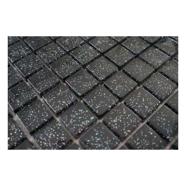 Mozaiek tegel glas zwart glitter 30 x 30