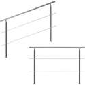 Monzana trapleuning edelstaal – 160 cm met 2 horizontale spijlen – balustrade