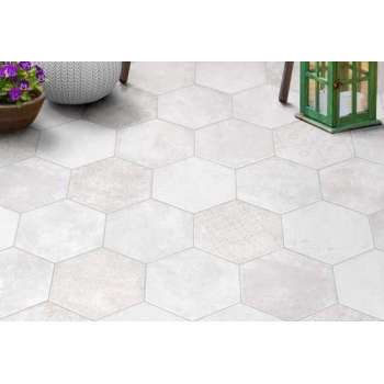 Hexagon tegel | Pompei | 20 x 24 cm | Blanco Decor