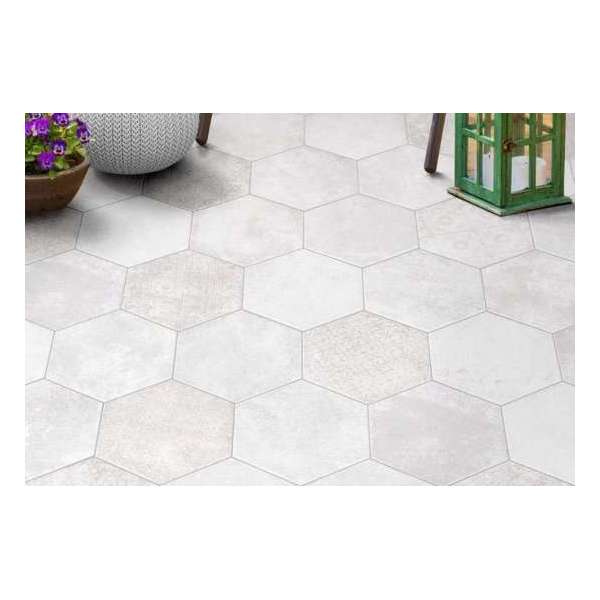 Hexagon tegel | Pompei | 20 x 24 cm | Blanco Decor