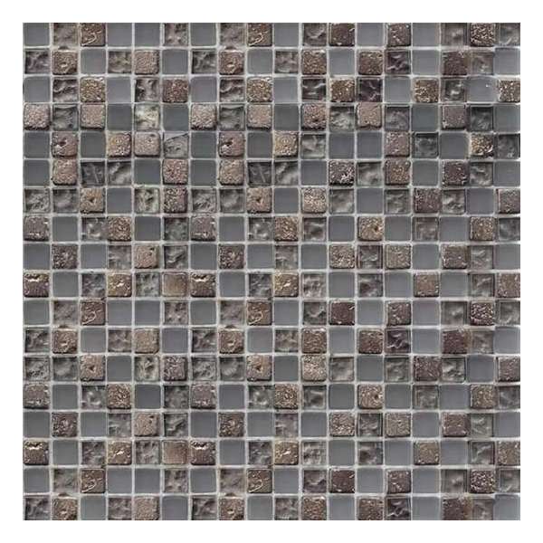 Alfa Mosaico Mozaiek Fantasia mix grijs travertine/glas 1,5x1,5x0,8 cm -  Mix, Grijs Prijs per 1 matje.