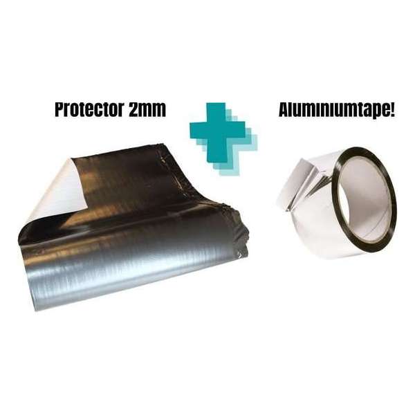 Ondervloer voor laminaat en parket - 3 in 1 - Premium Black Protector 2mm - Gratis aluminiumtape - per rol 25 m²